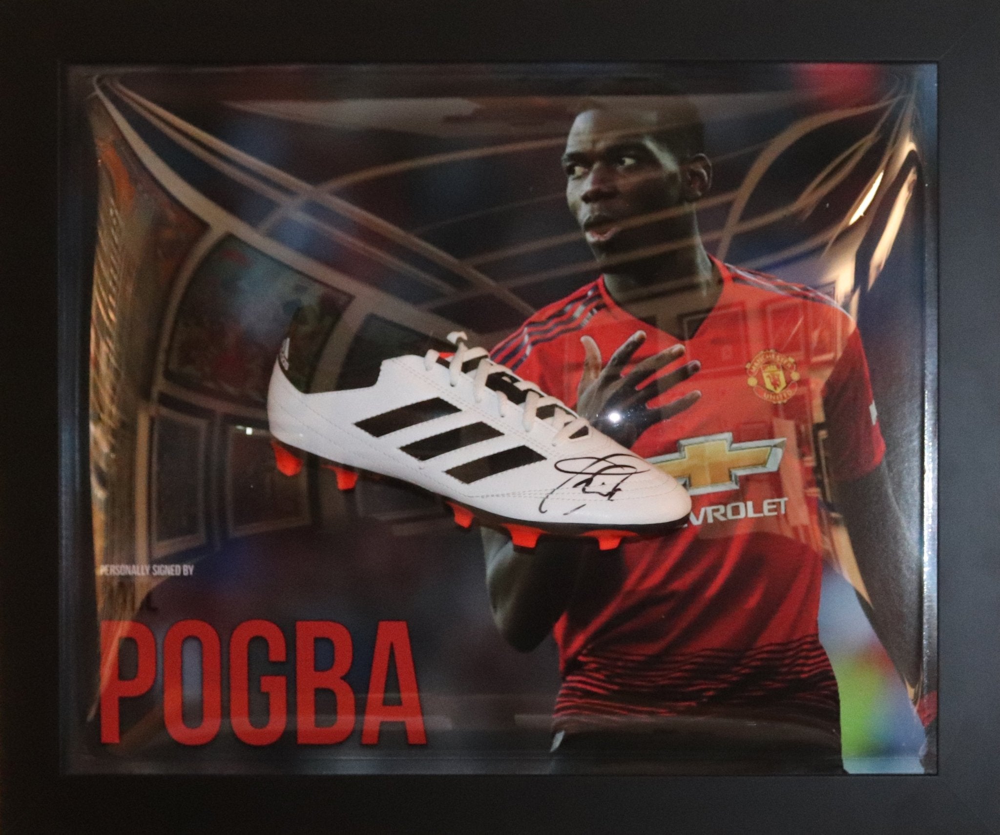 Pogba Signed Man United Boot Framed Display - Memorabilia Framers Shop
